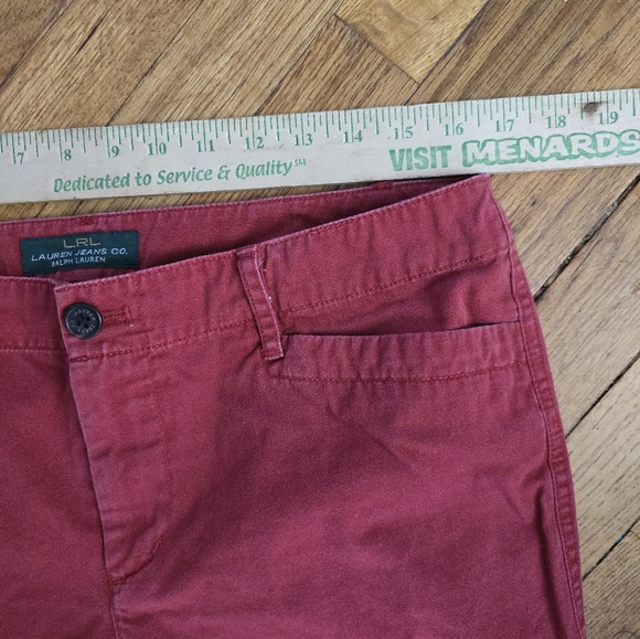 LRL Lauren  Jeans Co Womens 10 Red 100% Cotton Capri Preppy Casual chino - Picture 9 of 11